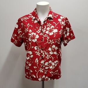Hilo Hattie Red Floral Button Down Shirt